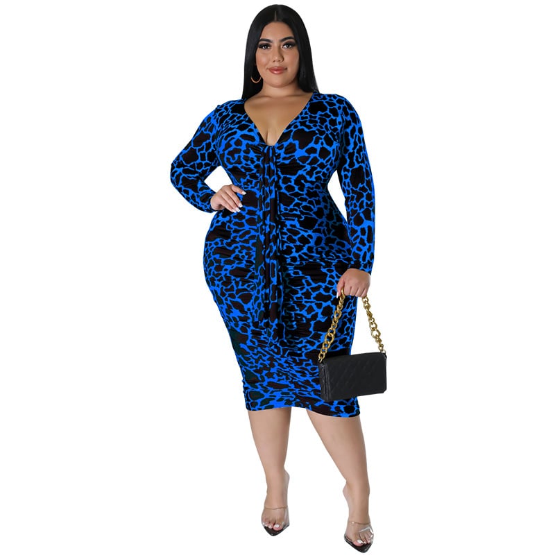 Plus Size Women's Leopard Print Sheath Dress