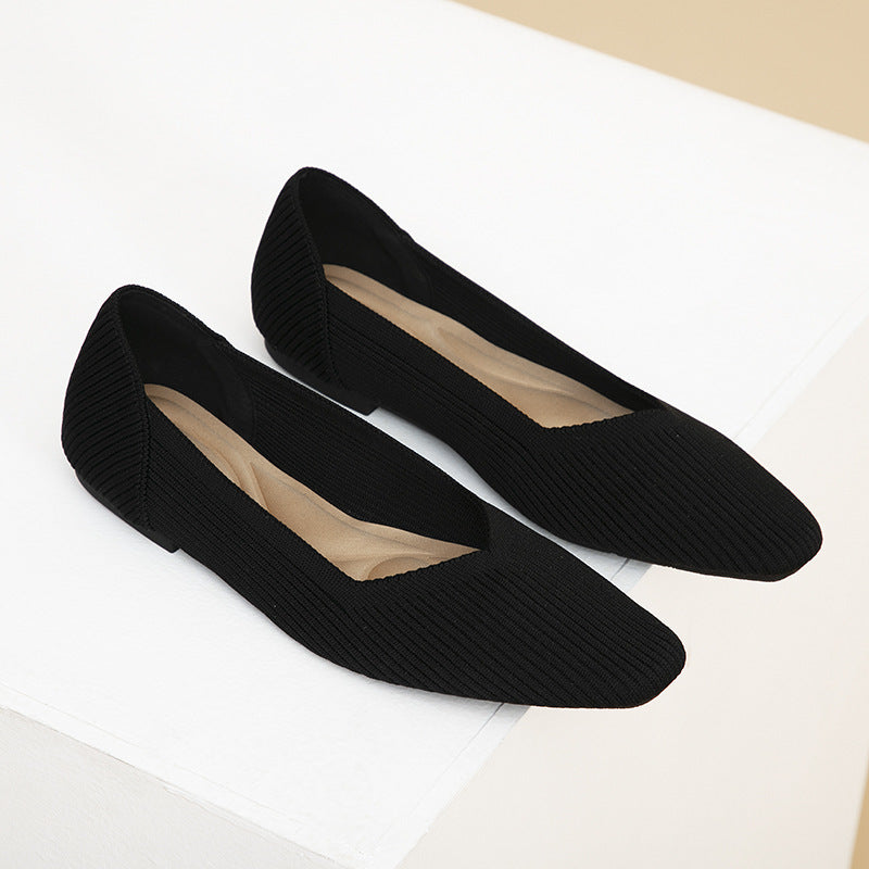 Knitted Flat Shoes with Soft Sole for Women