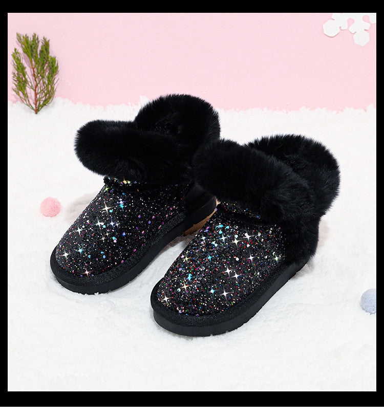 Girls' Thick Velvet Cotton Snow Boots for Kids