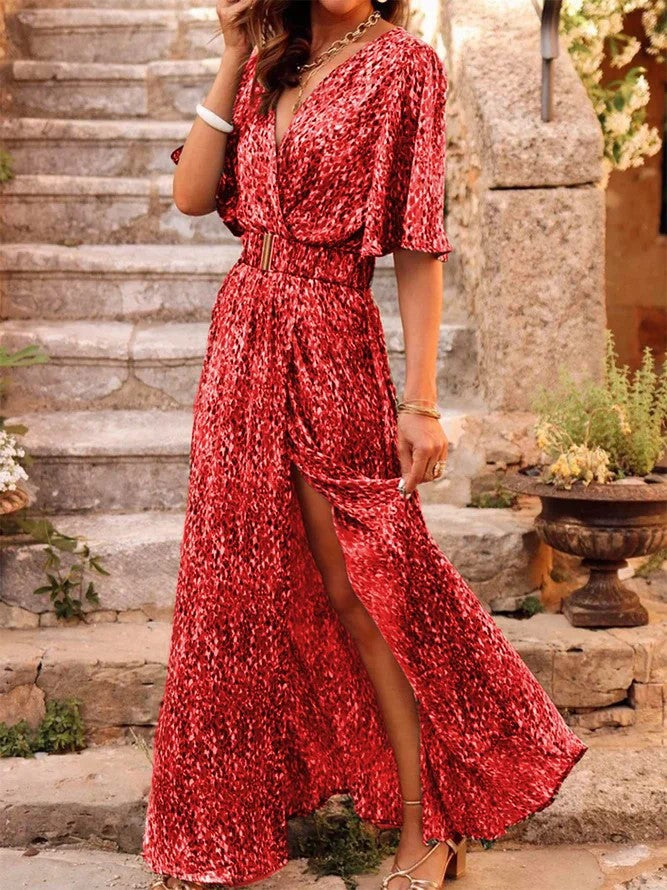 Elegant Printed Mid-Length Dress