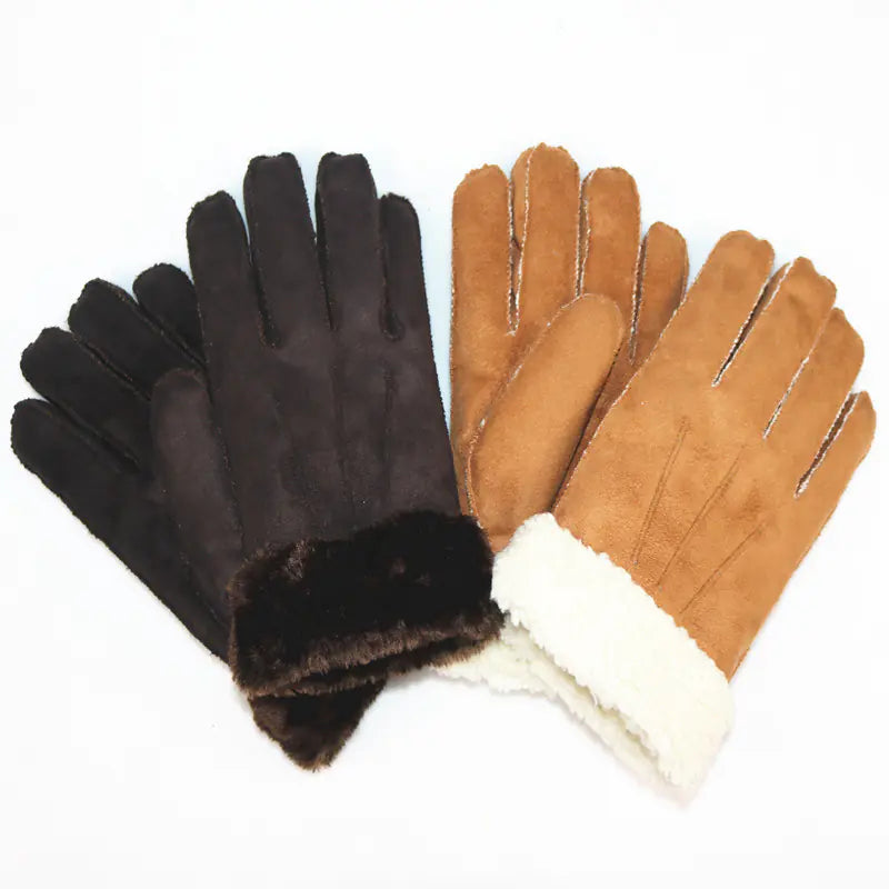 Unisex Faux Rabbit Fur Lined Winter Gloves