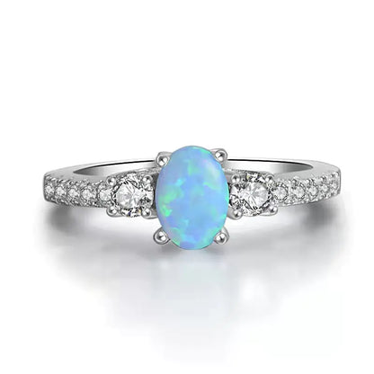925 Sterling Silver & 18K White Gold Opal Ring