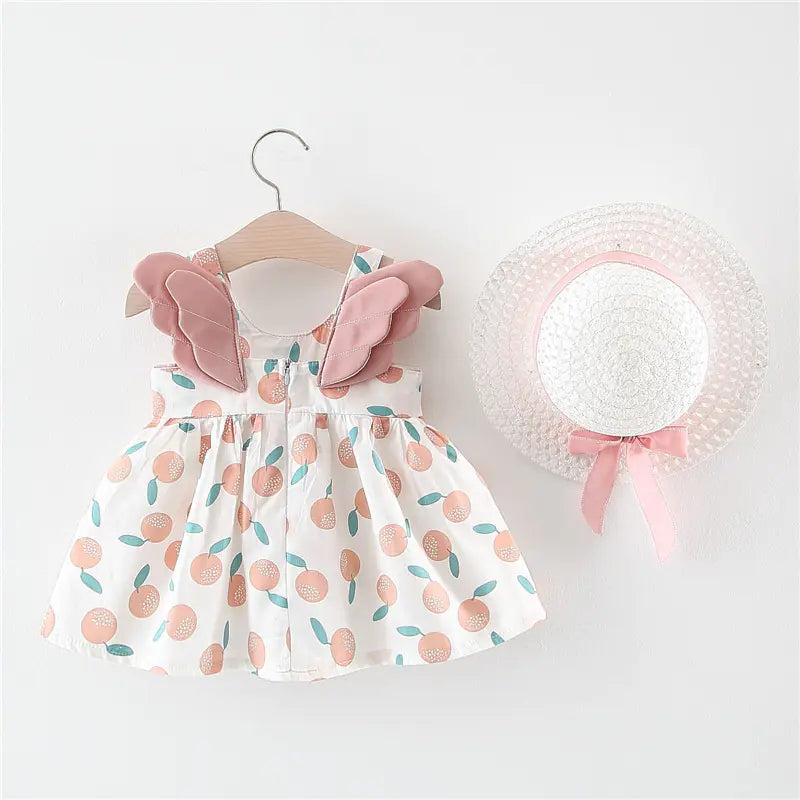 Summer Big Dot Wings Princess Dress with Hat