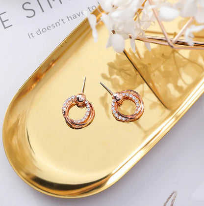 Circle Sparkling Diamond Earrings and Necklace Set