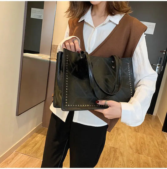 Large Capacity Shoulder Tote Bag, Stylish Handbag