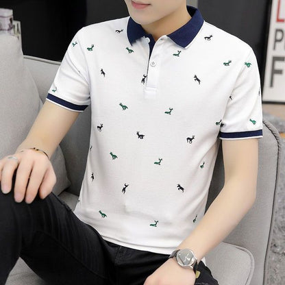 Men's Printed Polo Shirts - Oversized Casual Tee