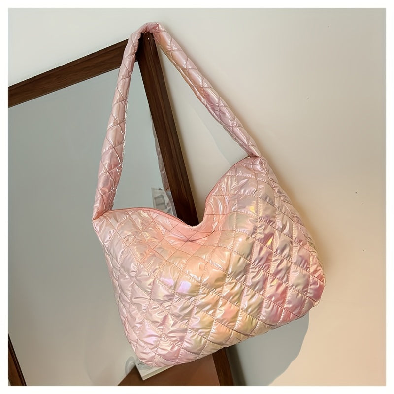 Large Space Print Cloud Pleated Women's Tote Bag