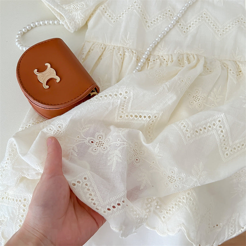 New Style Lace Short Sleeve Dress for Girls