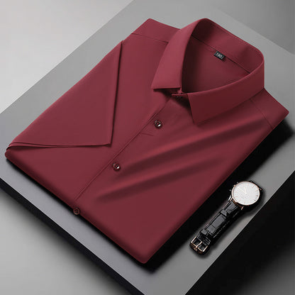 Plus Size Men's Short Sleeve Shirt in Ice Silk Fabric