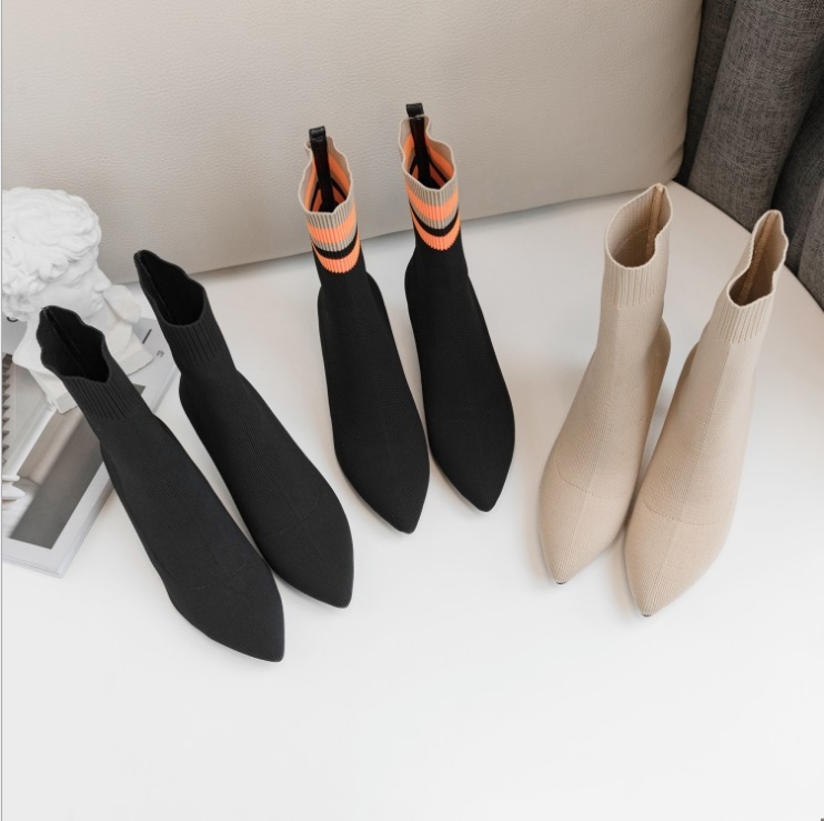 Wool Cylinder Short Boots and High Heels