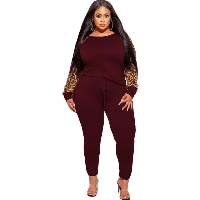 Plus Size 2-Piece Leopard Print Outfit for Women