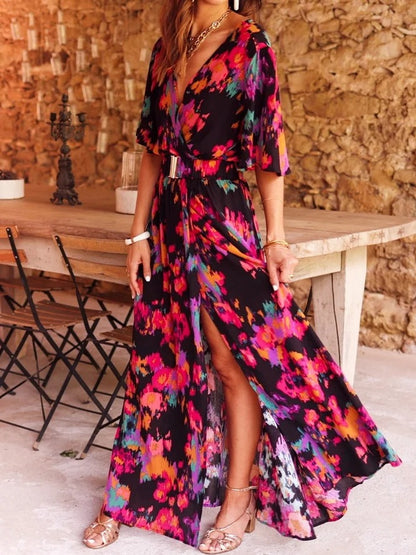 Elegant Printed Mid-Length Dress