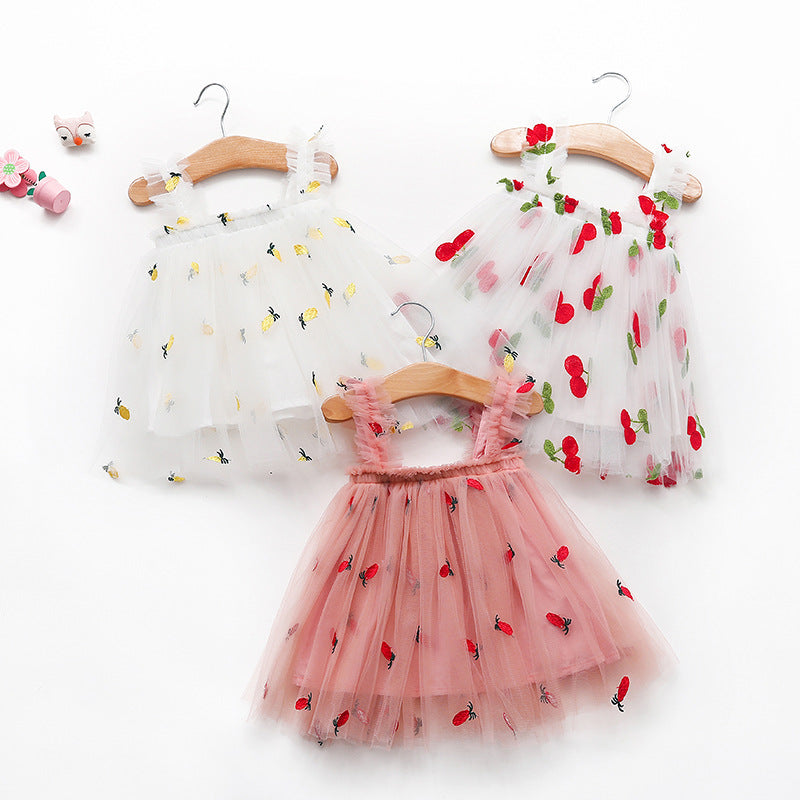 Summer New Girls' Embroidered Tulle Dress (Princess Style)