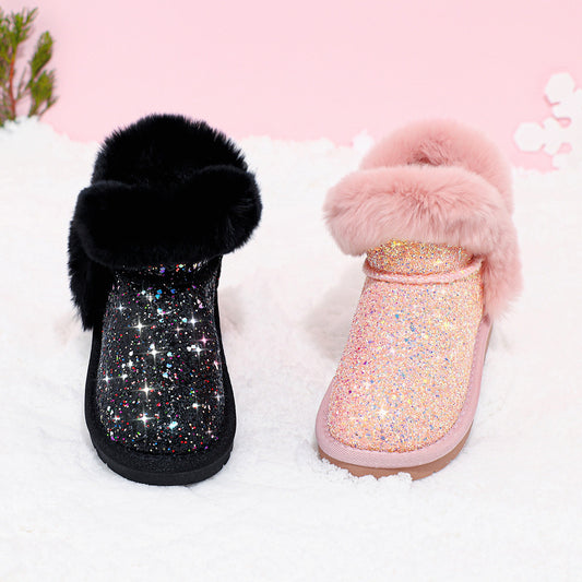 Girls' Thick Velvet Cotton Snow Boots for Kids