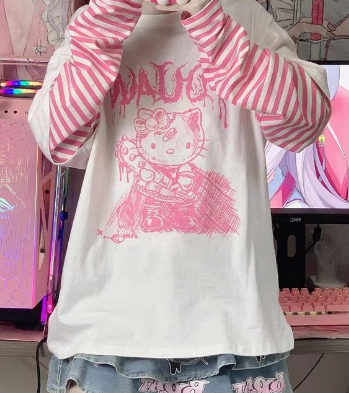 Hello Kitty Patchwork Stripe Long Sleeve Top for Girls