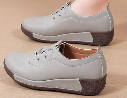 Leather Wedge Sneakers with Thick Sole (One Pair)