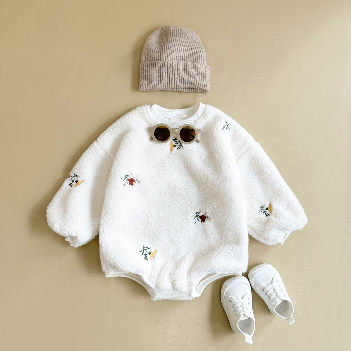 Embroidered Lamb Wool Long Sleeve for Baby Girls