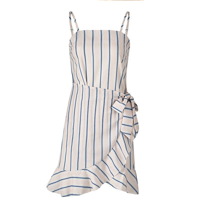 Leaf Print Cami Chiffon Dress - Irregular Short Skirt
