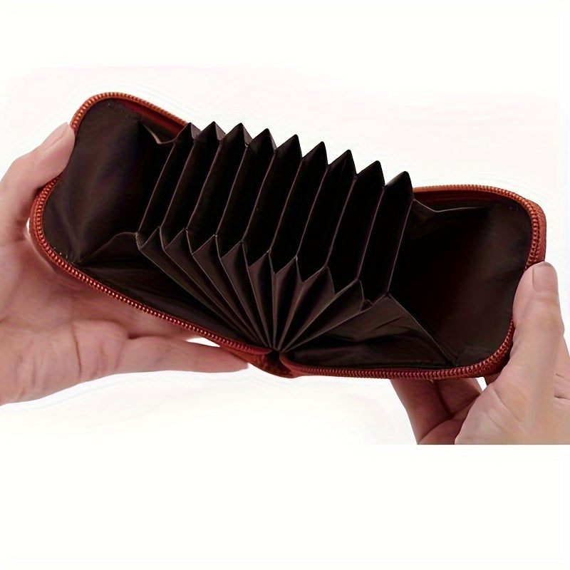 RFID Blocking Leather Mini Wallet  Men's and Women's 9 Card Slots Card Holder