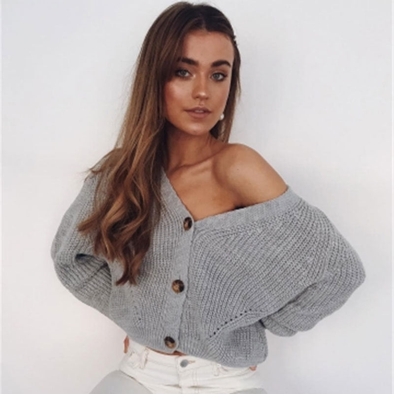 Solid Color Button Cardigan Sweater Knitwear