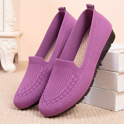 Women's Comfy Solid Color Knit Loafers - Trendy Attic Store01