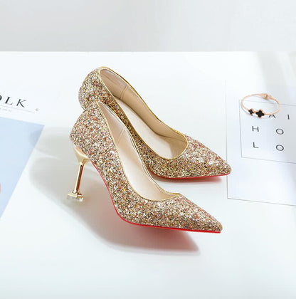 Glitter Wedding Shoes, Pointed Toe High Heels