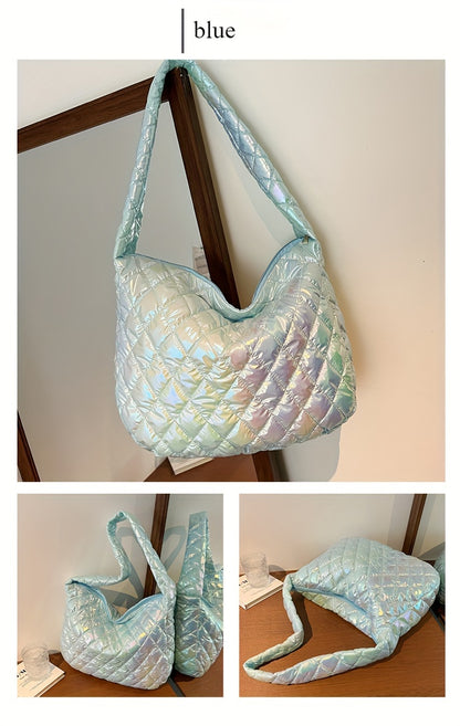 Large Space Print Cloud Pleated Women's Tote Bag