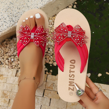 Women's Glitter Bow Flip-Flops