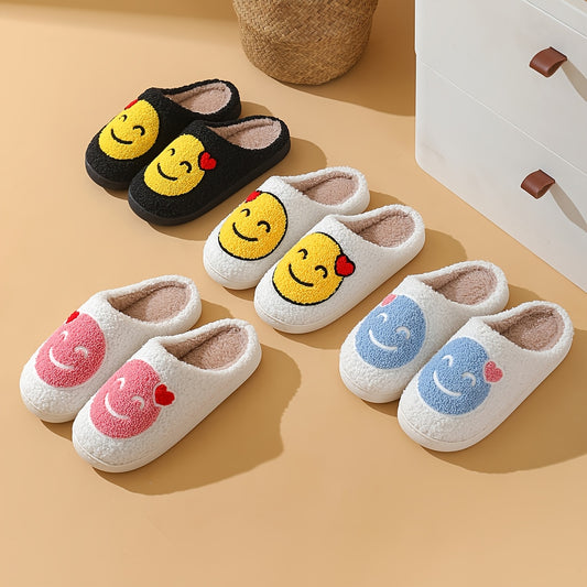 Women's Slip-On House Shoes - Cozy Indoor Slippers with joyful Faces