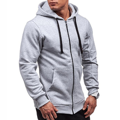 Men's Casual Solid Color Hooded Sweater Cardigan