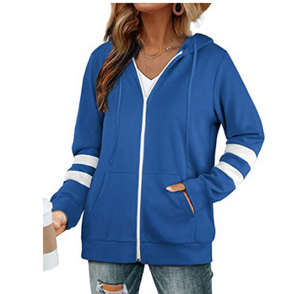 Women's Solid Color Zipper Hoodie Cardigan Sweater