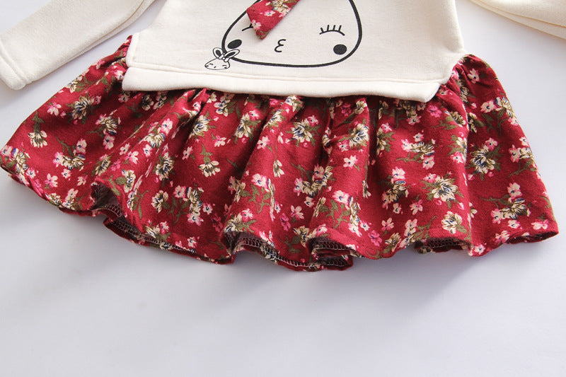 Girls' Autumn Winter Animal Print Party Dress