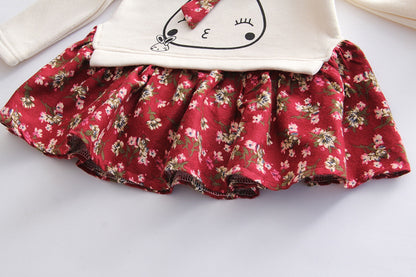 Girls' Autumn Winter Animal Print Party Dress