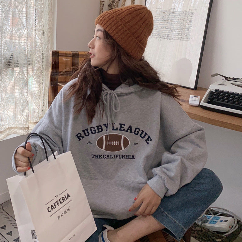 Plus Velvet Padded Loose BF Lazy Wind Sweater