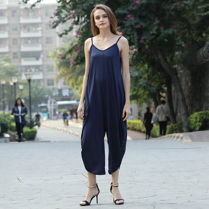 Plus Size Women's Deep V Neck Sexy Jumpsuit
