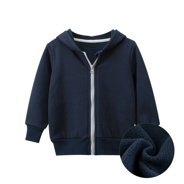 Warm Thick Zipper Hooded Sweatshirts for Toddlers