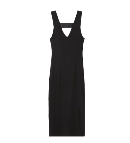 V-neck Off-Shoulder Knitted Sleeveless Dress