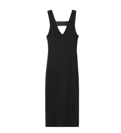 V-neck Off-Shoulder Knitted Sleeveless Dress