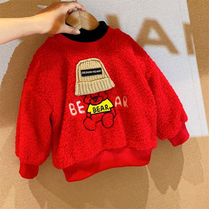 Girls' Thick Warm Fleece Wool Sweater