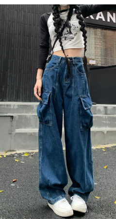 Retro Denim Women's Wide-Leg Straight-Leg Pants
