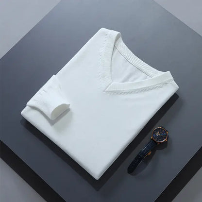 Men's V-Neck Cashmere Sweater - Soft Warm Pullover
