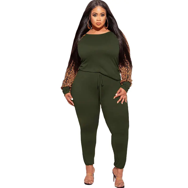 Plus Size 2-Piece Leopard Print Outfit for Women