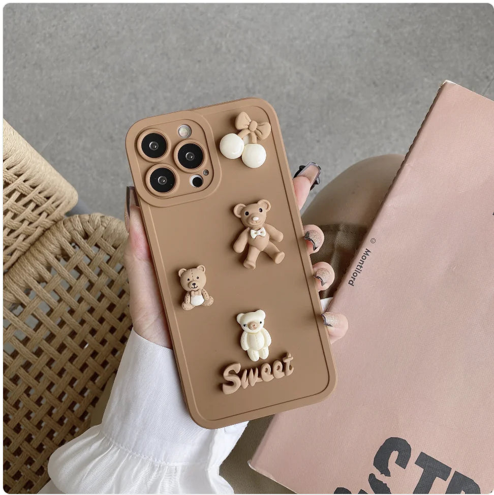 3D Bear & Rabbit Angel Eyes Phone Case for iPhone 13/12 Pro Max - Trendy Attic Store01