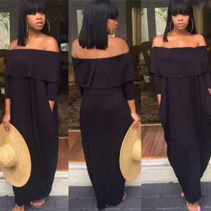 Off-Shoulder Ruffled Long Sleeve Dress for Women