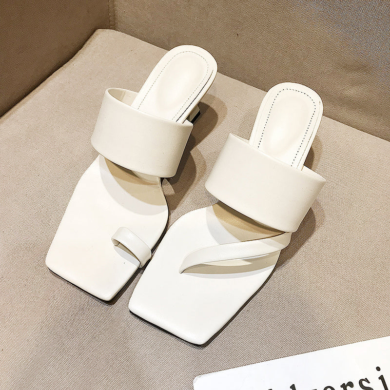 Square Toe High-Heeled Open-Toe Fashion Sandals