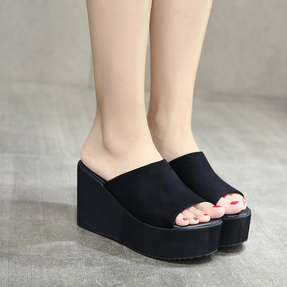 Wedge Sandals, Suede Slippers, High Heeled Mules