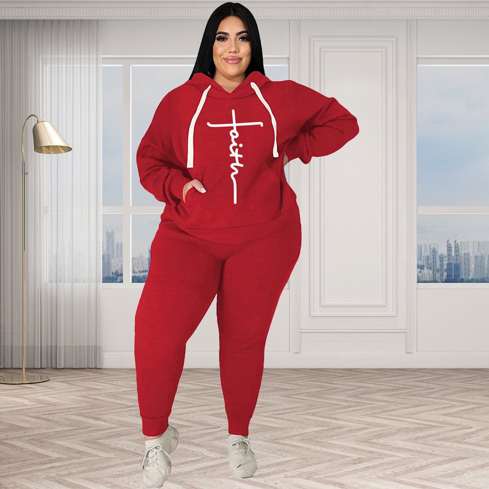 Trendy Plus Size Women's 2-Piece Tracksuit Set