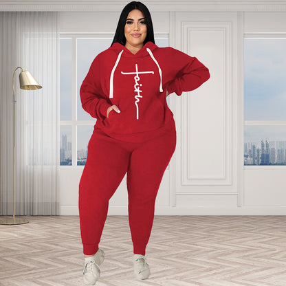 Trendy Plus Size Women's 2-Piece Tracksuit Set