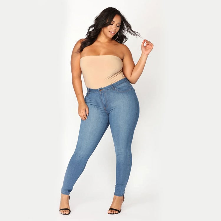 Plus Size High Elastic Denim Pencil Pants for Women