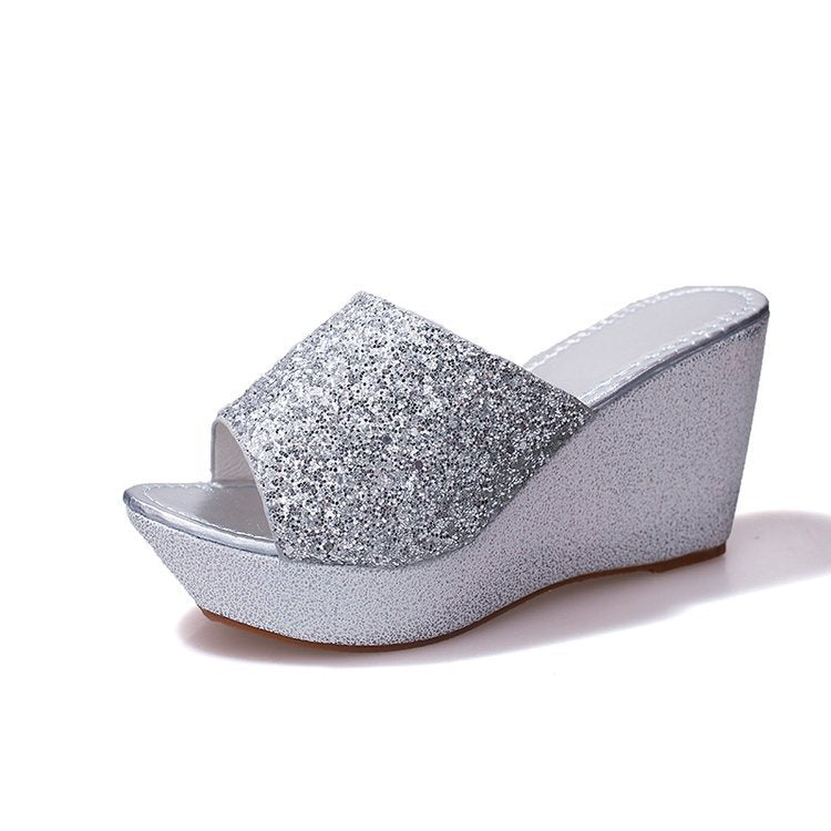 New Summer Sequined Wedge Sandals for Women